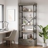 Bookshelf with Drawers 81.29" Tall Bookcase 5 Tier - 3 of 4