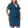 Agnes Orinda Women's Plus Size Notch Lapel Short Sleeve High Waist Business Pencil Skirt Work Blazer Suits - 2 of 4