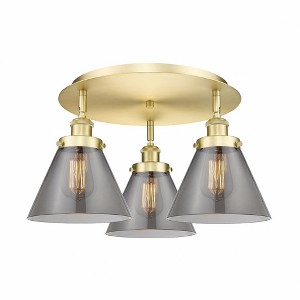 Cone - 3 Light Flush Mount In Art Deco Style-9.5 Inches Tall and 19.5 Inches Wide - 1 of 1