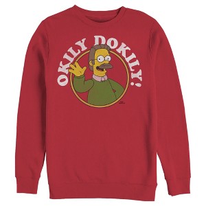 Men's The Simpsons Ned Flanders Okily Dokily Sweatshirt - 1 of 4