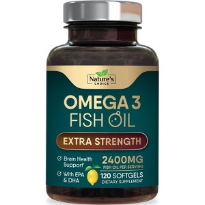 Triple Strength Omega 3 Fish Oil Supplement, EPA & DHA Fish Oil Omega 3 Essential Fatty Acids Supplement Softgels, 2400 mg - 120 Softgels - 1 of 4