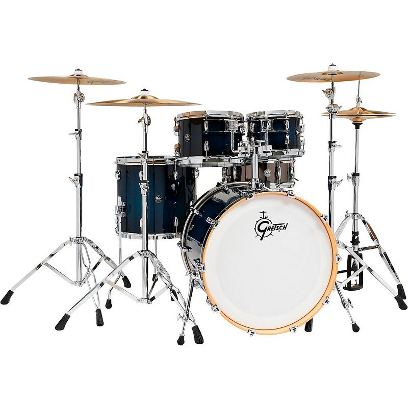 Gretsch Drums Renown 5-Piece Shell Pack With 22" Bass Drum and Black Nickel Over Steel Snare Drum Gloss Antique Blue Burst, 1 of 3
