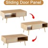 ALEXOUN 41.3 Inch Coffee Table with Storage & Sliding PE Rattan Door, Solid Wood Legs,for Living Room, Apartment - 4 of 4
