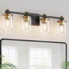 DORESshop 28 in. 4-Light Modern Black and Gold Bathroom Vanity Light with Clear Glass Shades for Bathroom, Bedroom, and Hallway - 3 of 4