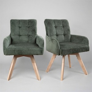 Art Leon Fabric Swivel Dining Chairs, Set of 2 - 1 of 3