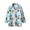 Nlife Women Lapel Collar Floral Print Button Down Long Sleeve Elastic Cuff Shirt - 2 of 4