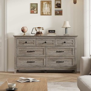 Coolmee 7 Drawers Dresser for Bedroom, Wood Rustic Chest of Drawers with Natural Texture, Storage Dressers Organizer for Bedroom, Living Room - 1 of 4