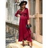 WhizMax Women's Maternity Dress V neck 3/4 Sleeve Ruffle Long Dress High Waist A Line Maxi Dress with Belt - 2 of 4