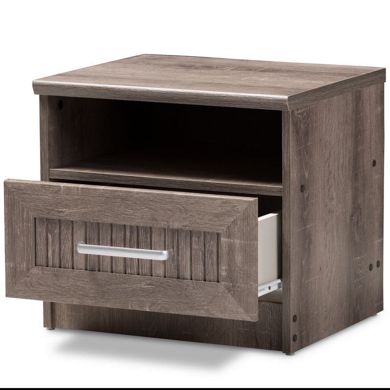 Gallia Modern and Contemporary Oak Finished 1 Drawer Nightstand Brown - Baxton Studio, 3 of 11