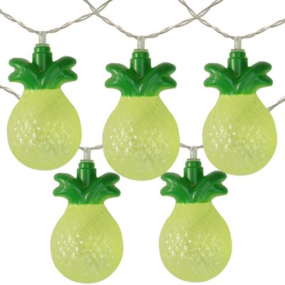 Northlight 10ct Battery Operated Tropical Pineapple Summer LED String Lights Warm White - 4.5' Clear Wire