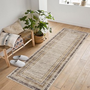 Coucheta Multiple Sizes and Colors Washable Runner - Low Pile Non-Slip Carpet for Hallway, Entryway & Kitchen, Stain Resistant Machine Washable Rug - 1 of 4