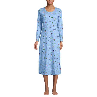 Lands' End Women's Cotton Long Sleeve Midcalf Nightgown