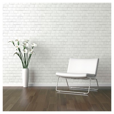 Textured Brick Peel &#38; Stick Wallpaper White - Threshold&#8482;_2