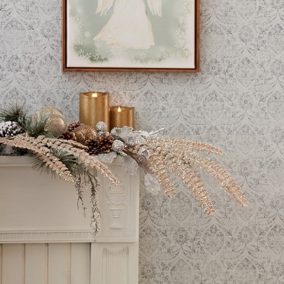 Champagne Glittered Fern Spray Set for Tabletop Decor