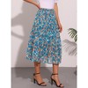 INSPIRE CHIC Women's Floral Elastic Waist Tiered Ruffle Boho Midi Skirts - 3 of 4