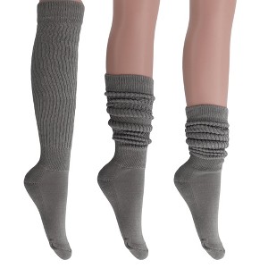Women's Slouch Socks – Soft Cotton Scrunch Socks, Retro Knee-High Boot Socks for Casual Wear & Comfort (6 Pairs) - 1 of 1