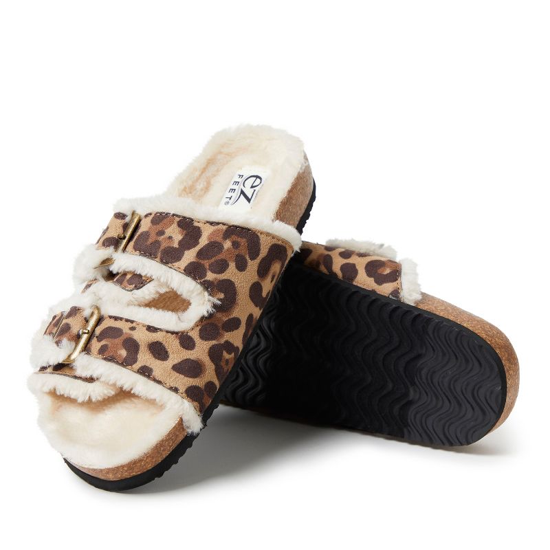 EZ Feet Women's Faux Suede Double Buckle Slide Sandal, 2 of 6