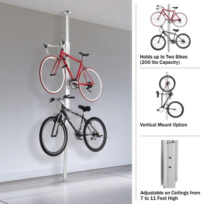 Aluminum Floor-to-Ceiling Bike Storage Rack for Two Bicycles