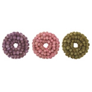 Transpac Natural Fiber 9.84" Multicolor Easter Mini Pinecone Decor Wreath Set of 3 - 1 of 2