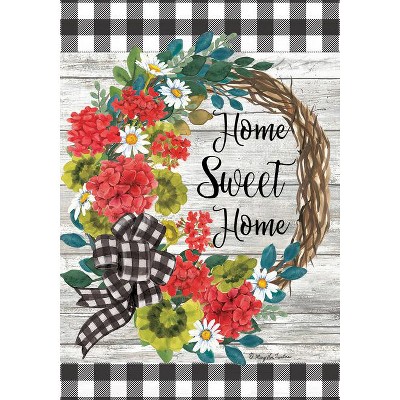 Floral Wreath Home Sweet Home Outdoor Garden Flag