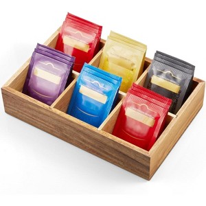 Tea Bag Organizer, Black Wooden Tea Bag Holder, Tea Storage Containers with 3 Slots, Sugar Packet Holder, Tea B - 1 of 4