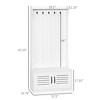 Vynxaria Stand Alone White Modern Coat Rack: 5 Hooks, Shoe Stool, Storage Shelf, Slatted Door Cabinet, Perfect for Entrance Porches - 4 of 4