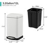 Bathroom Trash Can with Lid Soft Close, Step Pedal, 12 Liter Polished Material Garbage Can with Removable Inner Bucket - 2 of 4