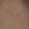 Clotth Sterling Silver Cross Pendant Necklace - Delicate 925 Silver Jewelry with Cubic Zirconia, Elegant Layered Cross Choker for Women - 2 of 4