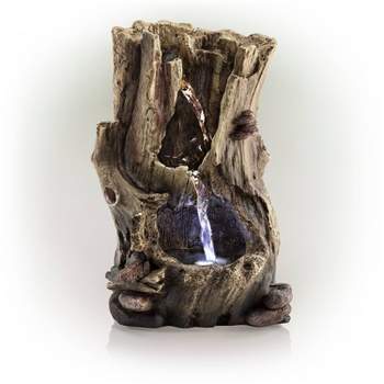 11" Resin Rainforest Tabletop Fountain with LED Lights Brown - Alpine Corporation