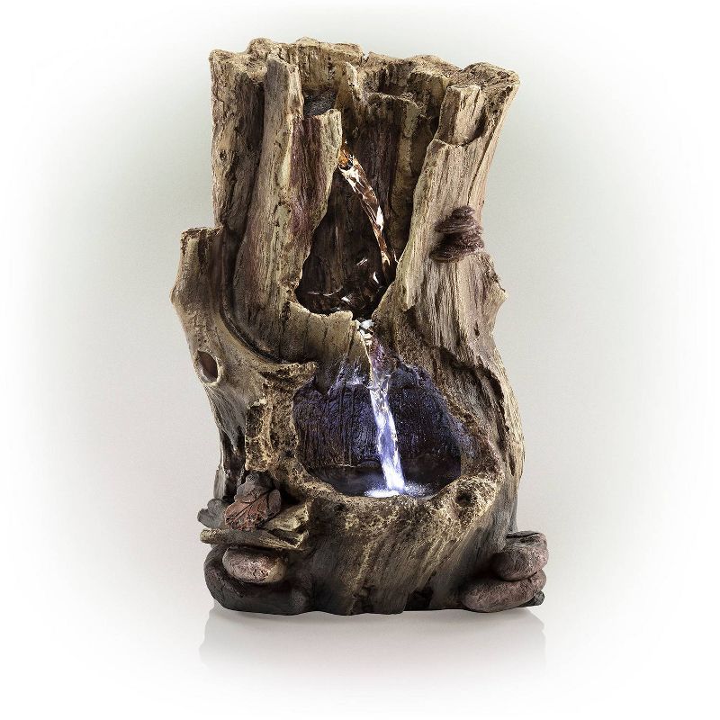 11&#34; Resin Rainforest Tabletop Fountain with LED Lights Brown - Alpine Corporation, 1 of 8