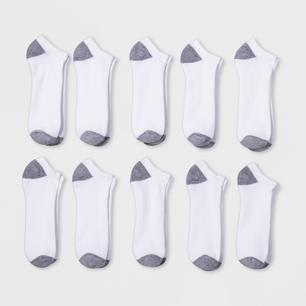 Men's No Show Socks 10pk - Goodfellow & Co White 6-12