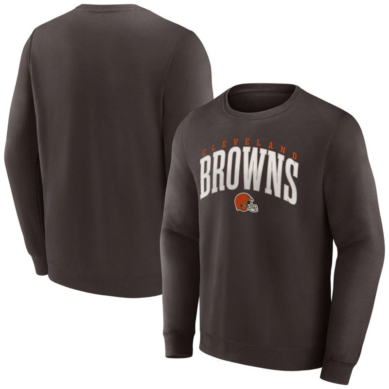 NFL Cleveland Browns Men&#39;s Varsity Letter Long Sleeve Crew Fleece Sweatshirt, 1 of 4