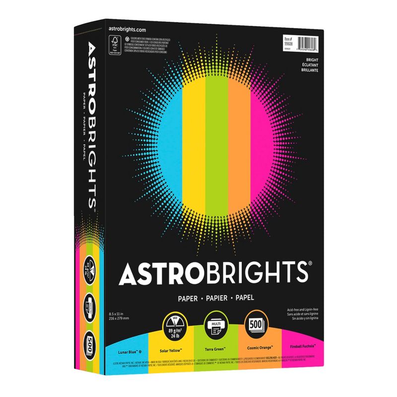 Astrobrights Colored Paper, 8-1/2 x 11 Inches, Assorted Bright Colors, Pack of 500, 1 of 6