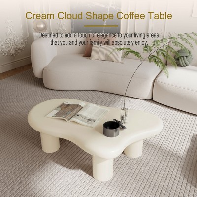 NicBex Coffee Tables for Living Room 39.37" Modern Cloud Shaped Coffee Table Curved Profile Design Coffee Table with Cylindrical Legs