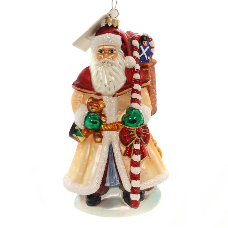 Christopher Radko 8.0 Inch Vintage Pearl Santa Christmas Candy Cane Tree Ornaments, 1 of 3