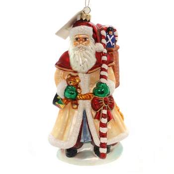 Christopher Radko 8.0 Inch Vintage Pearl Santa Christmas Candy Cane Tree Ornaments