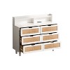 6-Drawers Rattan Storage Cabinet with LED Lights and Power Outlet, Decorative Storage Cabinet for Bedroom and Living Room - The Pop Home - 3 of 4