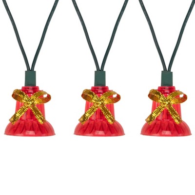 Northlight 40-Count Red Bells with Musical Christmas Light Set, 13ft Green Wire