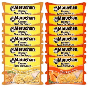 Maruchan Ramen Instant Noodle Soup Variety, 2 Flavors - 6 Packs Roast Chicken & 6 Packs Chicken, 3 Ounce Single Servings - 1 of 1
