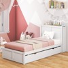 Infans Twin Wooden Platform Bed with Trundle Storage Headboard Pull Out Shelves White - 4 of 4