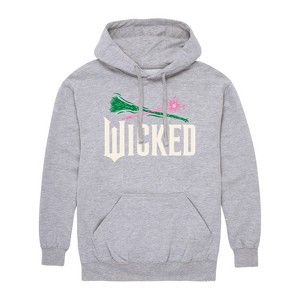 Men's - Wicked - Wand And Broomstick Logo -Mens Long Sleeve Fleece Pullover Hoodie Graphic Fleece Pullover Hoodie - 1 of 4