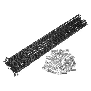 Unique Bargains 14G Bicycle Carbon Steel Spoke with Nipples Black 36 Pcs - 1 of 4