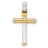 Black Bow Jewelry 14k Two Tone Gold, Polished Tube Cross Pendant, 18 x 32mm - 3 of 4