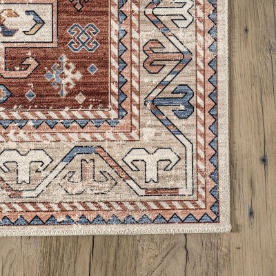Eco-Chic Rust 4' x 6' Synthetic Non-Slip Washable Area Rug