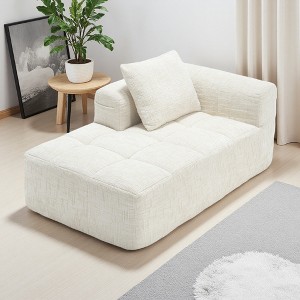 37.5" Chenille Minimalist Loveseat Sofa with Sleeper & Deep Seat - 1 of 4