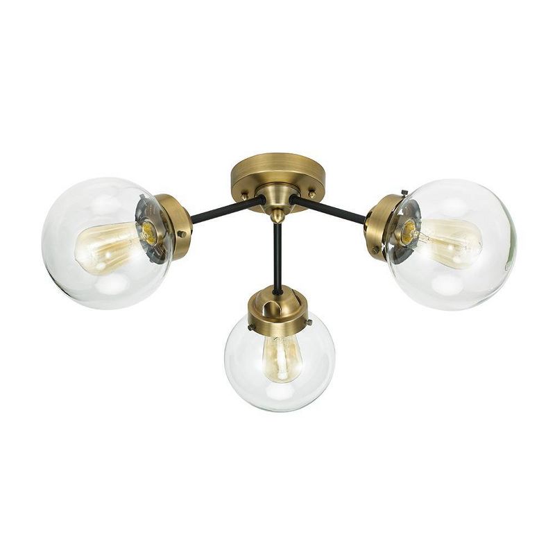 24.5&#34; Mid-Century Glass Globe Flushmount Fixture Ceiling Light (Includes LED Light Bulb) Black/Brass - Cresswell Lighting, 1 of 8