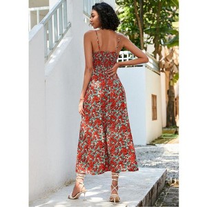 Dresses for Women Vintage Floral Print Closed Waist Mid Length Sundress - 1 of 4