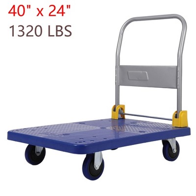 1320lbs Platform Truck 36"x24" Foldable Push Dolly Flatbed Cart With 5" Wheels