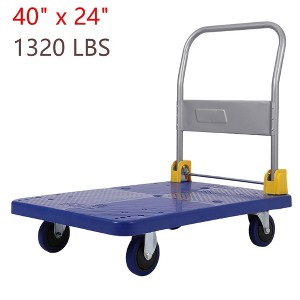 1320lbs Platform Truck 36"x24" Foldable Push Dolly Flatbed Cart With 5" Wheels - 1 of 4