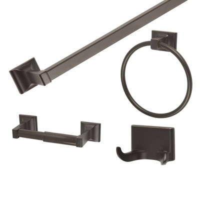 4pc Eastport Bathroom Accessory Kit Matte Black - Design House : Target